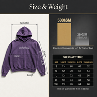 Luxuriöser 500gsm Schwergewicht-Hoodie für Herren in Lila, Sonnengebleicht mit Nieten, Streetwear Vintage Used-Look mit Individuellem Logo und Eigenem Label