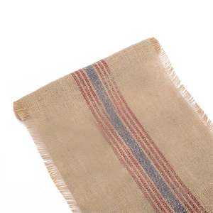 Venta caliente 100% camino de mesa de yute Natural Boho rústico a cuadros boda arpillera mantel camino de mesa de granja para comedor - Product Image 1