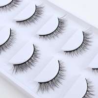 Fournisseur direct d'usine, cinq paires de faux cils longs en cheveux synthétiques naturels, croisés, tridimensionnels, multicouches, en plastique noir
