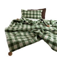 Couverture d'hiver thermique en plaid bouclé style mouton, en bambou tressé et bois, pour canapé, bout de lit et voiture