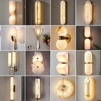 Luminaire suspendu moderne minimaliste en marbre d'albâtre, design espagnol, en laiton, LED à intensité variable, pour chambre, salle à manger, hôtel, bar