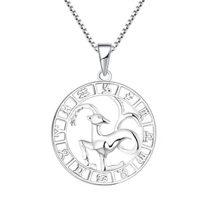 YILUN 925 Sterling Silver Rhodium Plated Zodiac Sign Capricorn Pendant Necklace for Women - Wholesale Suppliers