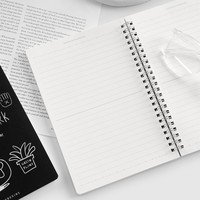 Carnet à spirale A5, couverture en carton blanc 350 g/m², 68 feuilles lignées, motif chiot noir et blanc, pour étudiants et cadeaux
