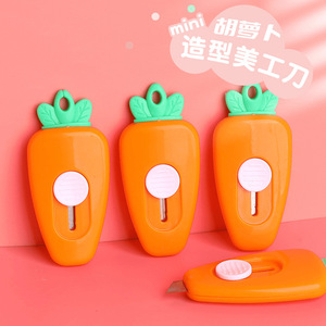 Mini cuchillo multiusos con forma de zanahoria, cortador de papel portátil para estudiantes, herramienta para desempacar en la oficina - Product Image 1