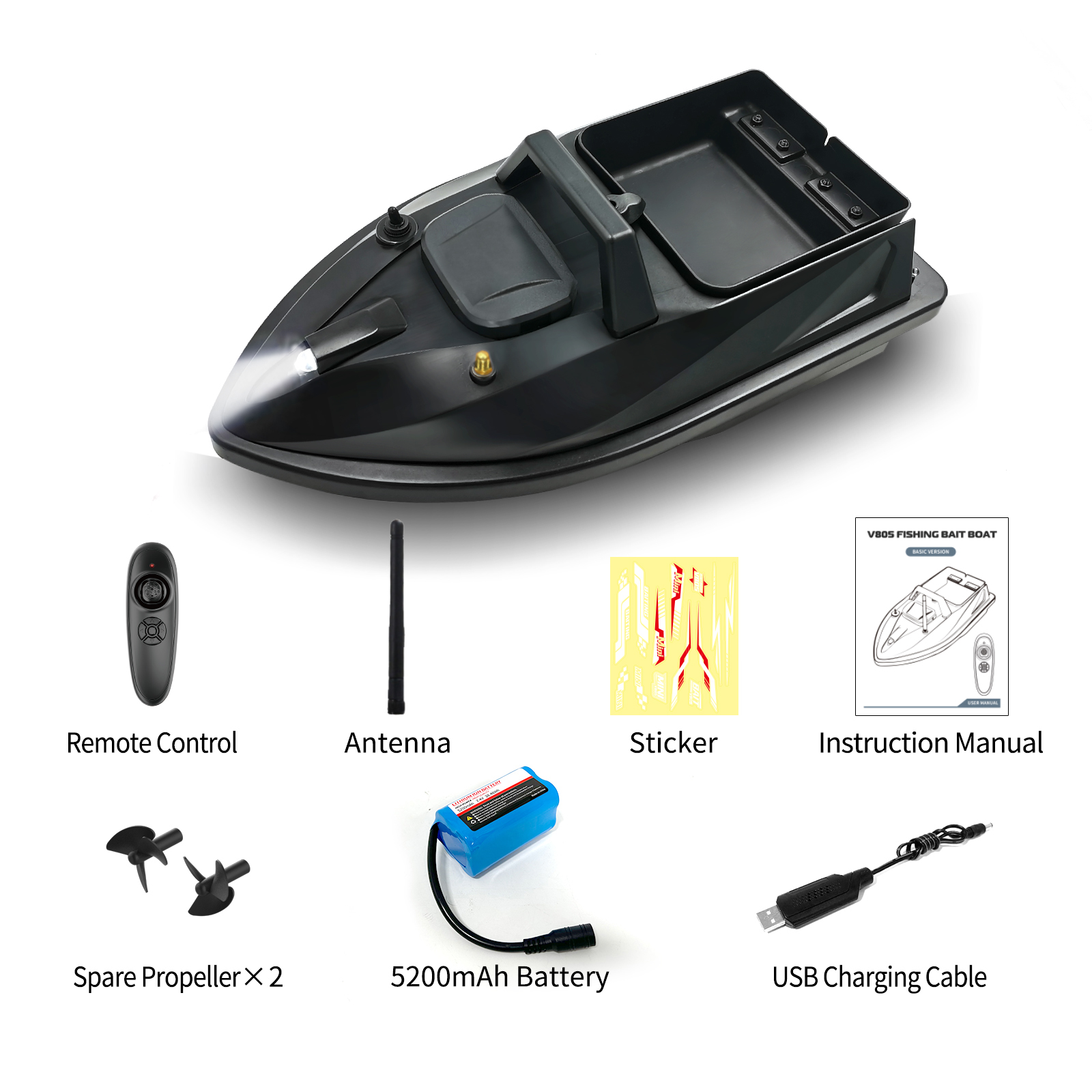 Noir avec 1 batterie 5200 mah