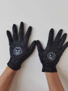 Özel dövme salonu tozsuz logo baskılı koruyucu eldiven baskılı logo logo ile 9 inç özel tek kullanımlık nitril eldiven - Product Image 6