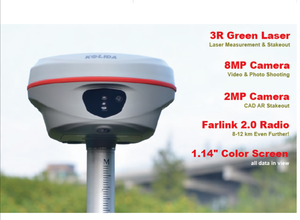 Kolida K60 Pro GNSS RTK/GNSS alıcısı ile 1698 kanal ve IMU çift kamera ve arazi ölçümü için 3R yeşil lazer - Product Image 2