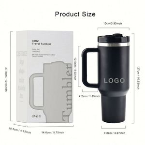 Gobelet isotherme personnalisé de 40 oz en acier inoxydable à double paroi, tasse à café isolée sous vide de 40 oz, tasse de voyage pour voiture avec poignée et couvercle à paille - Product Image 4