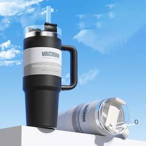 Vaso Personalizado de 40 oz con Asa, Taza de Viaje de Acero Inoxidable, Vaso para Agua para Automóvil con Asa - Product Image 1