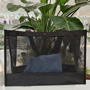 Hot Bán Phụ Nữ Công Suất Lớn Màu Đen Net Trái Cây Rau Mang Hàng Tạp Hóa Tote Vai Nylon Lưới Mua Sắm Túi - Product Image 3