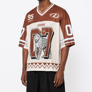 <span class=keywords><strong>T</strong></span>-<span class=keywords><strong>shirt</strong></span> de football en maille graphique surdimensionné pour homme, logo personnalisé, streetwear d'é<span class=keywords><strong>t</strong></span>é - Product Image 2