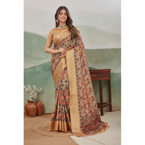 Sari hermoso del desgaste de la boda con la frontera doble de tejido Kanchi - Product Image 1