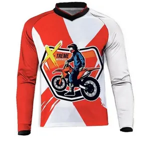 Camisas de manga larga para hombre, camisa de Motocross con Logo personalizado, 100% poliéster, en blanco, informal, para carreras, venta al por mayor