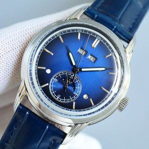 Montre de style aristocratique haut de gamme avec lunette cannelée en platine, répétiteur des minutes, verre saphir anti-reflet, idéale pour les réunions d'affaires - Product Image 2