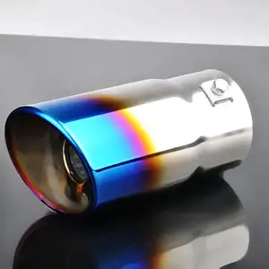 Car Muffler Tip For Universal Stainless Steel Baking Blue Exhaust Pipe For Racing Car