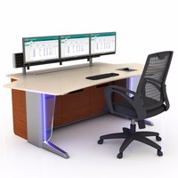 Console de contrôle en métal pour salle de contrôle, poste de travail combiné, commande, surveillance CCTV, mobilier de bureau pour utilisation en centre commercial, assis-debout