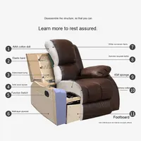 Fauteuil inclinable pivotant électrique moderne en cuir véritable de haute qualité avec télécommande et structure en acier allié pour home cinéma