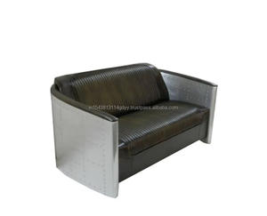 Loft industriel Vintage noir cuir véritable canapé aviateur 3 places fait à la main conception d'usine pour l'école achat en gros meubles - Product Image 6