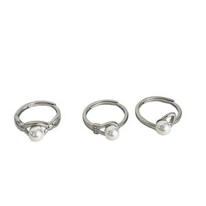 S925 Pearl <b>Open</b> <b>Ring</b> For Women Geometric Design Vintage Style Gift Jewelry - Product Image 5