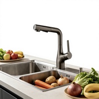 Robinet Mitigeur Universel Chaud-Froid pour Évier de Cuisine et Lavabo de Salle de Bain avec Douchette Extractible et Rotative, Cartouche Céramique Simple