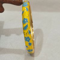 Gelang Enamel Cloisonne Vintage Lapisan Emas 18K Relief Bunga Berlian 0.6 Pencampuran Warna Halus Tanpa Pudar