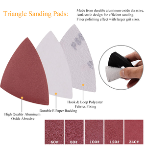 Kit de 50 Piezas de Papel de Lija Triangular para Lijadora Oscilante, <span class=keywords><strong>Hojas</strong></span> de Lijado Surtidas de Grano 40, 80, 120, 180 y 240 - Product Image 2