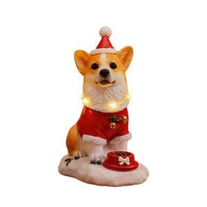 Figurines de chien de Noël musicales lumineuses, 2 styles Corgi Golden Retriever en résine avec 8 chansons de Noël, décoration de table - Product Image 4