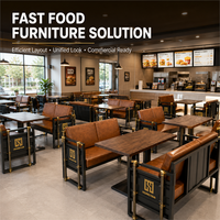 Ensemble de mobilier pour restaurant de restauration rapide avec banquettes, tables à manger, chaises, taille et couleur personnalisées pour les chaînes de restaurants QSR