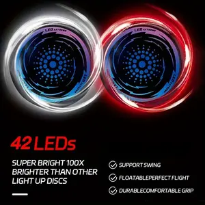 Disco voador de 42 LEDs que ilumina no escuro, disco voador de praia para esportes ao ar livre com luz LED, jogo ao ar livre perfeito e com aperto confortável