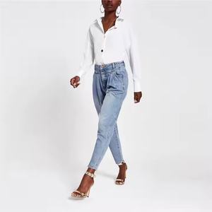 กางเกงยีนส์ผู้หญิงสไตล์ใหม่ปี 2025 ระบายอากาศได้ดี สวมใส่สบาย สีฟ้าอ่อน คลาสสิก ปรับแต่งได้ - Product Image 4