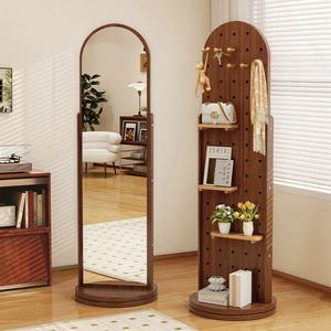Miroir mural en bois avec cadre de rangement, panneau perforé en bois, design moderne et simple, vente chaude, miroir de salon en gros - Product Image 3