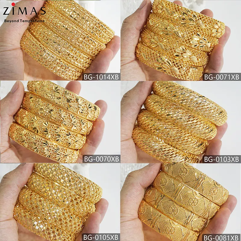 Zimas Multiple styles arabic dubai design jewelry 18k pure plated gold bangles for women