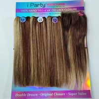 X-TRESS Lots de Cheveux Double Drawn avec Closure Dentelle 4*4 Vente en Gros Pas Cher Lots de Cheveux Humains DD avec Closure pour Femmes Noires
