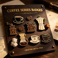 Pins en émail personnalisables au design classique de café, badges métalliques à la mode pour les amateurs de café, avec motifs cafetière Moka, grains de café et tasses à thé, épingles de revers