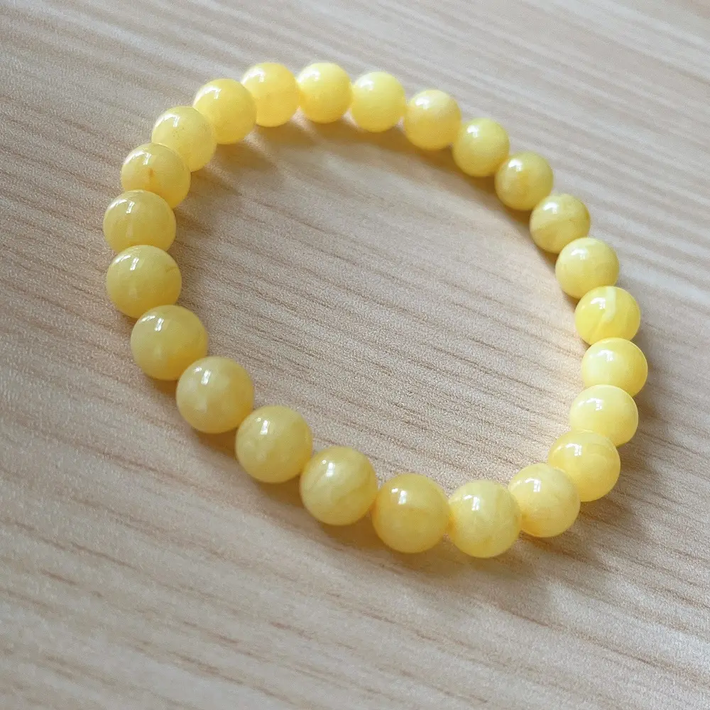 Alta qualità 8mm naturale reale ambra pietre preziose perline bracciali elasticizzati gioielli miglior regalo