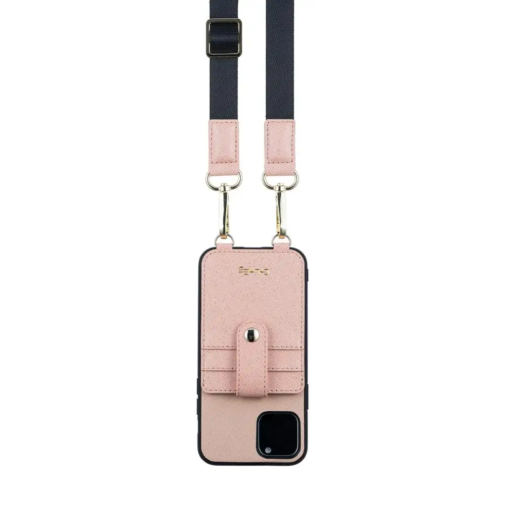 Detachable Leather Crossbody Phone Case with Long Back Strap Chain purse for iPhone 11 12 13 14 Pro Max