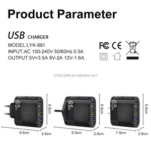 <span class=keywords><strong>Cargador</strong></span> <span class=keywords><strong>de</strong></span> Pared <span class=keywords><strong>de</strong></span> 65W con 5 Puertos USB + Tipo-<span class=keywords><strong>C</strong></span>, Práctico <span class=keywords><strong>Cargador</strong></span> Multi-Puerto para Celulares y Laptops, Salida <span class=keywords><strong>de</strong></span> 5V/2.4A, <span class=keywords><strong>Entrada</strong></span> <span class=keywords><strong>de</strong></span> 5V/2A, Venta al Por Mayor - Product Image 4