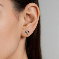 Boucles d'oreilles clous en acier chirurgical 316L en forme de cœur aile d'ange, ton or et argent, à visser, étanches, pour piercing hélix et tragus