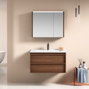 <span class=keywords><strong>Set</strong></span> Mobile da <span class=keywords><strong>Bagno</strong></span> Moderno Sospeso in Multistrato con Lavabo in Ceramica, Specchio a Led e Vano Portaoggetti Impermeabile in Legno - Product Image 5