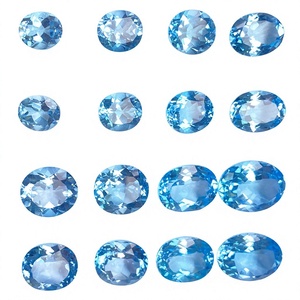 Topacio Azul Natural, Gema Suelta, Corte Ovalado, Piedra Azul Cielo de 6x4 mm a 10x8 mm para Joyería - Product Image 3