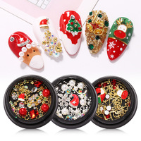 Vente en gros de bijoux de Noël Art Déco en alliage de métal mélange de flocon de neige perle cloutée Santa chapeaux strass effet 3D autocollants décalcomanies