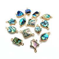 2025 nouveau pendentif d'ormeau en coquille naturelle mignon en forme de coeur goutte-étoile connecteur Double trou à cinq branches pour bijoux à bricoler soi-même