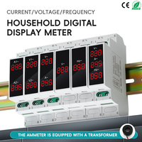 DIN 35mm Rail  Satu Fasa Tiga Fasa AC 80-500V 220V 380V Voltmeter Digital LED Modular Pengukur Amper Pengukur Frekuensi (Hz)