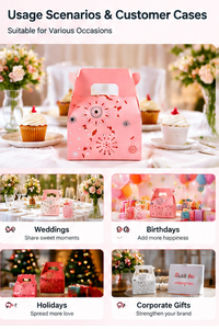 Caja de Regalo Personalizada Pequeña, de Cartón Reciclable, con Asa, en Varios Tamaños, para Regalos de Fiesta, Boda o Días Festivos - Product Image 6