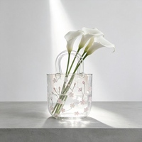 Vase en verre transparent en forme de sac à main, design Art Déco, fait main, grande capacité, créatif, pour arrangement floral, bouquet, décoration intérieure
