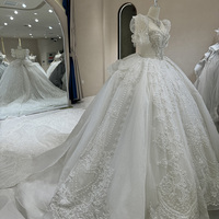 DW0067 robe de mariée princesse moderne avec broderie en dentelle Illusal manches bouffantes chérie cou robe de bal chapelle train nouveau design