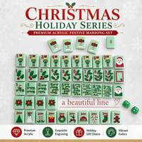 Ensemble de Mahjong Américain de Luxe Portable sur le Thème de Noël pour les Fêtes et le Divertissement