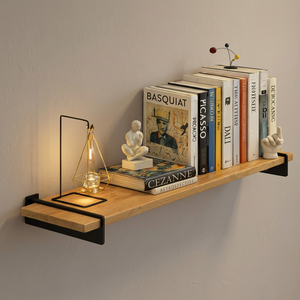 <b>Wooden</b> Wall Shelf <b>Metal</b> <b>Bracket</b> Shelf Rustic Wall Shelf Industrial Wall Shelf Modern Wall Shelf Wall Display Shelf Bedroom Shelf - Product Image 4