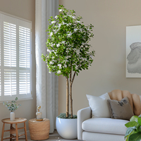 Vente chaude Pot noir myrte pêche fleur branche buis arbre artificiel intérieur extérieur mariage maison bureau décor plantes