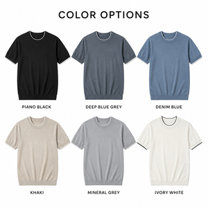 T-shirt à manches courtes pour homme en lyocell, tricotage 14 jauges, respirant, été, logo personnalisé, haut de gamme, léger, doux, col rond - Product Image 4